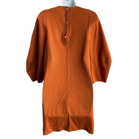 Tibi Women's Orange Balloon Sleeve Short Dress Size S Party/Cocktail 3/4 Sleeve - Picture 3 of 4